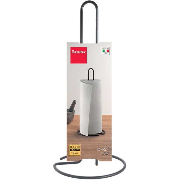 Mat črno jekleno stojalo za papirnate brisače ø 14 cm Lava – Metaltex-image-2