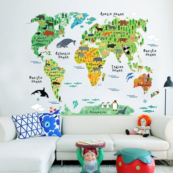 Stenska nalepka Ambiance World Map, 73 x 95 cm-image-1