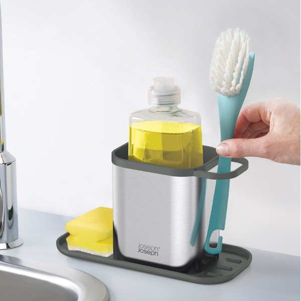 Kovinsko držalo za detergent v sijajno srebrni barvi Duo Steel – Joseph Joseph-image-2