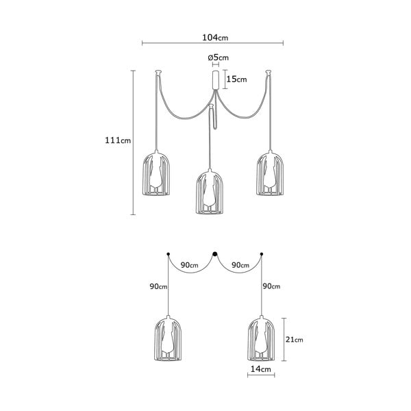 Trojna črna viseča svetilka Opviq lights Pamukkale-image-2