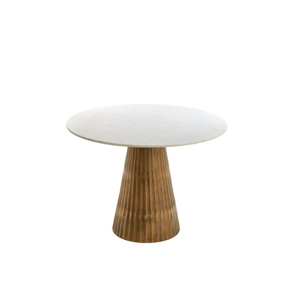 Bela/bronasta okrogla jedilna miza z mizno ploščo v marmornem dekorju ø 100 cm Leyda – Light & Living