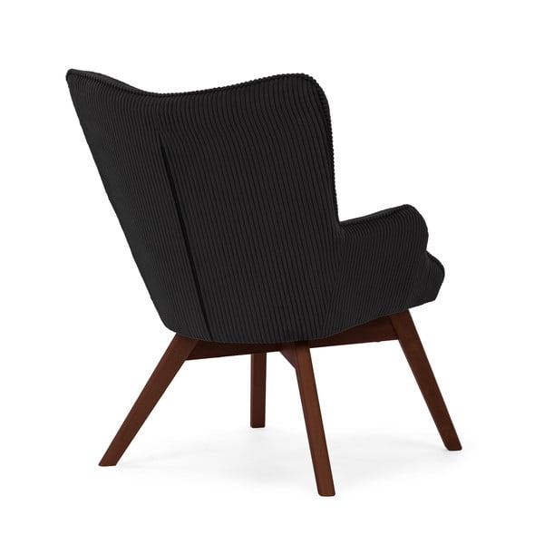 Črn fotelj iz rebrastega žameta Niko – Ropez-image-3