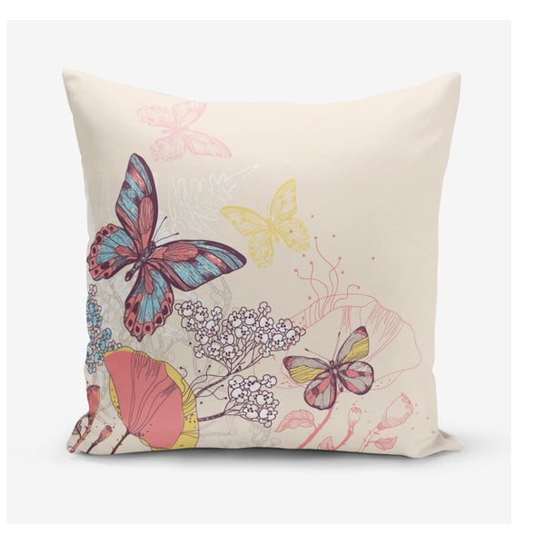 Prevleka za vzglavnik iz mešanice bombaža Minimalist Cushion Covers Butterflies, 45 x 45 cm