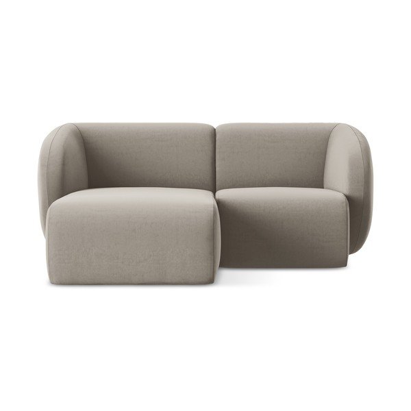 Svetlo rjava žametna kotna sedežna garnitura (levi kot/z ležalnikom) Lani – Makamii