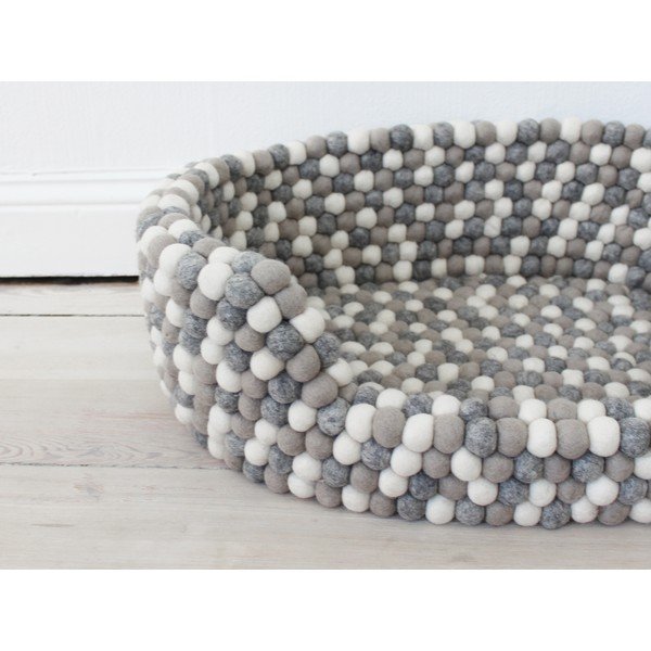 Svetlo sivo-bela postelja za hišne ljubljenčke iz volnenih kroglic Wooldot Ball Pet Basket, 80 x 60 cm-image-1