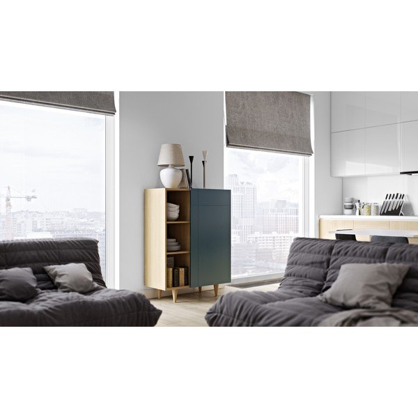 Komoda v dekorju hrastovega lesa z antracitnimi detajli TemaHome Nyla-image-1