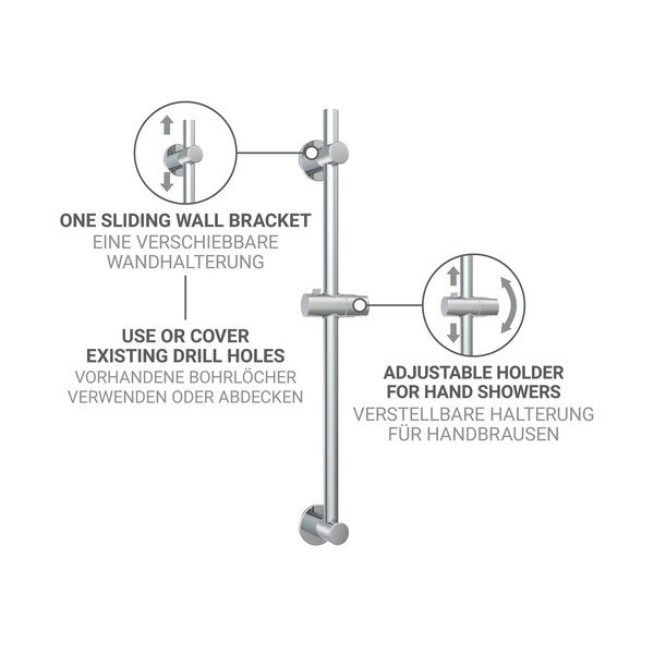 Drog za tuš iz nerjavečega jekla v sijajno srebrni barvi z namestitvijo brez vrtanja z drsnim nosilcem 70 cm – Wenko-image-3