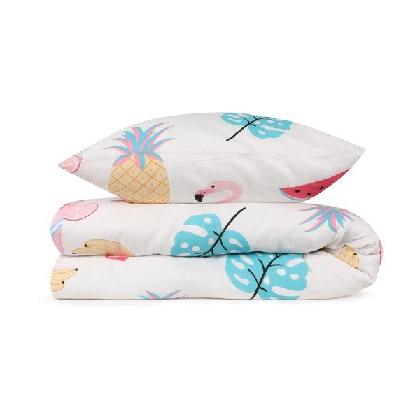 Bela/rožnata enojna otroška posteljnina 140x200 cm Kokteyl – Mijolnir