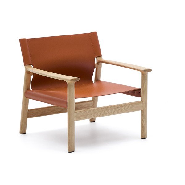 Usnjen fotelj v konjak rjavi barvi Jan – Kave Home