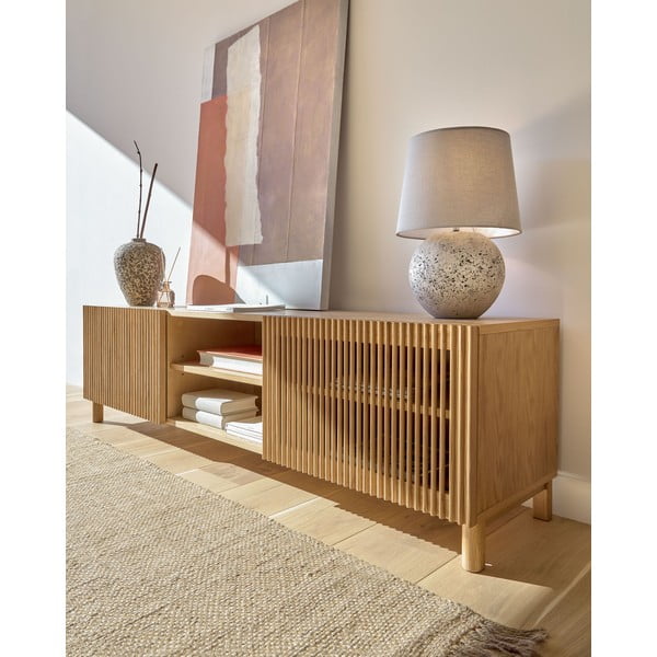 TV omarica v hrastovem dekorju v naravni barvi 180x50 cm Beyla – Kave Home-image-3