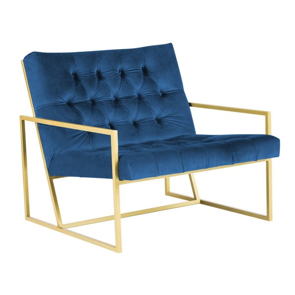 Modri fotelj z zlatim vzorcem Mazzini Sofas Bono