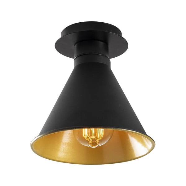 Črna/zlata stropna svetilka s kovinskim senčnikom ø 20 cm Berceste – Opviq lights