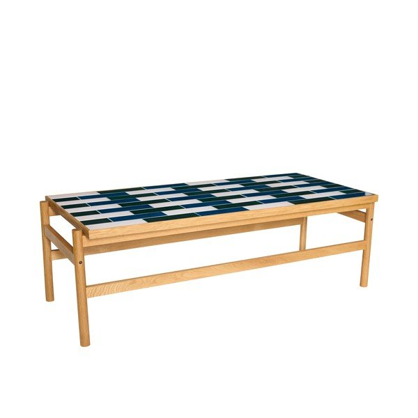 Črno-bela/v naravni barvi klubska mizica v hrastovem dekorju 61x132 cm Motif – Hübsch-image-2