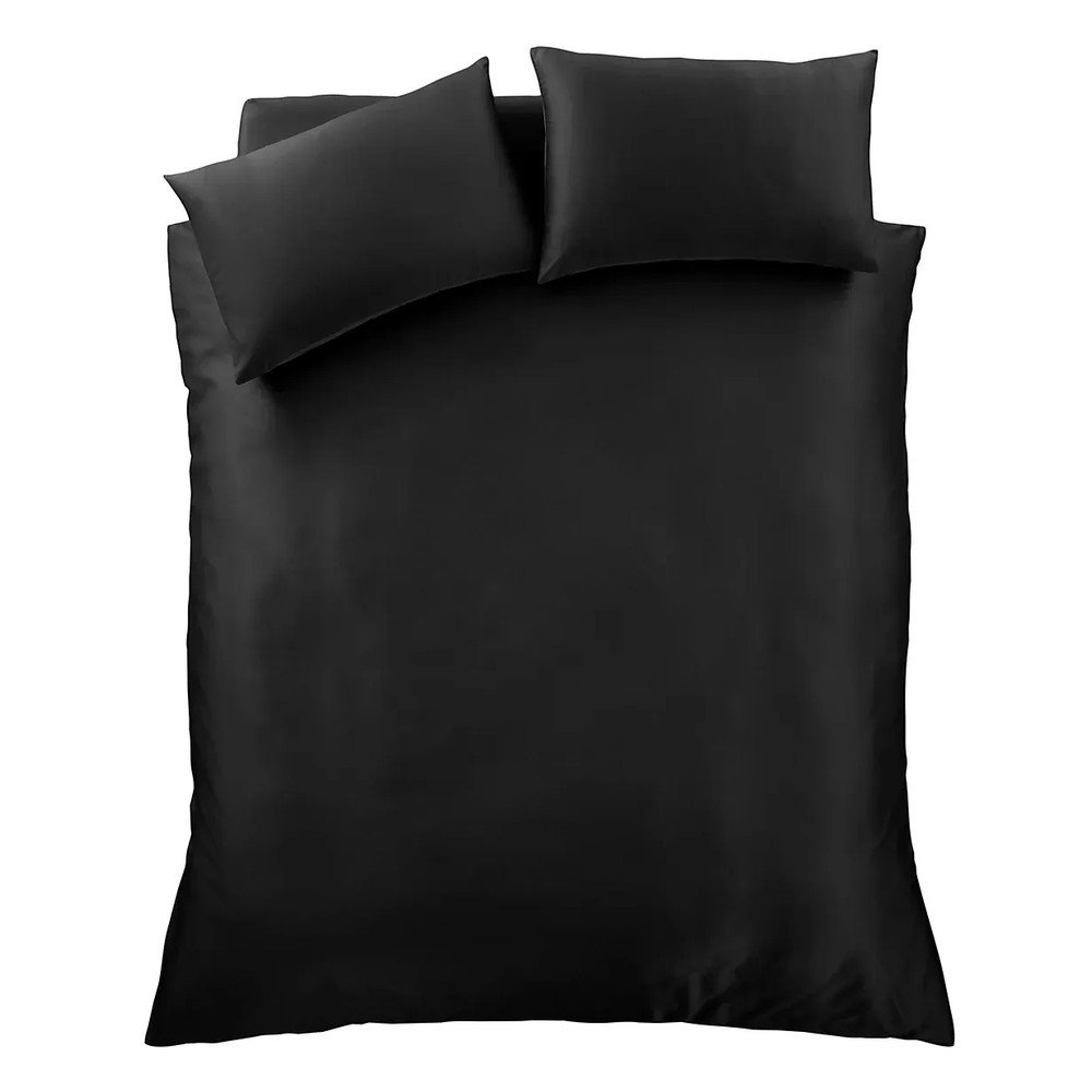 Črna enojna satenasta posteljnina Silky Soft