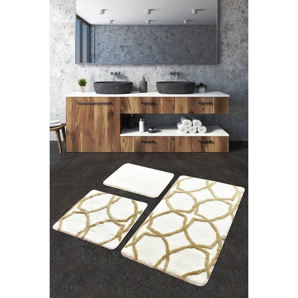 Rjavo-bele kopalniške preproge v kompletu 3 kos 100x60 cm Bonne - Foutastic-image-2