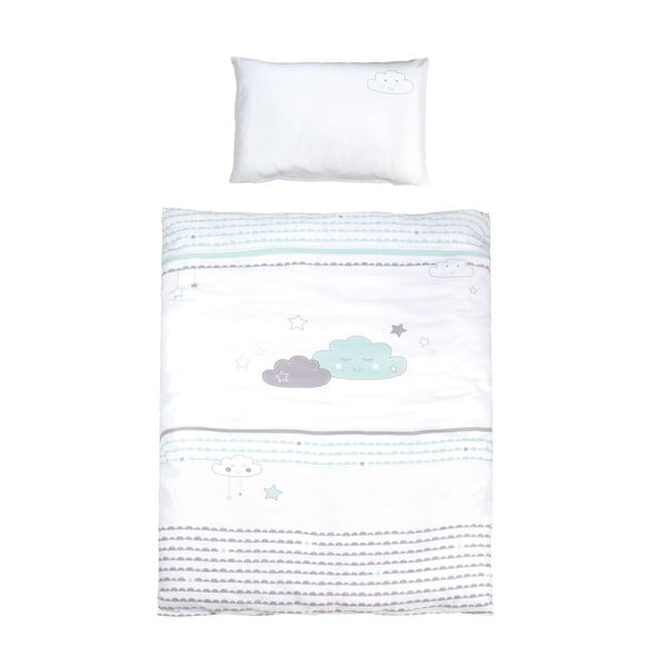 Bela bombažna otroška posteljnina za otroško posteljico 100x135 cm Happy Cloud – Roba