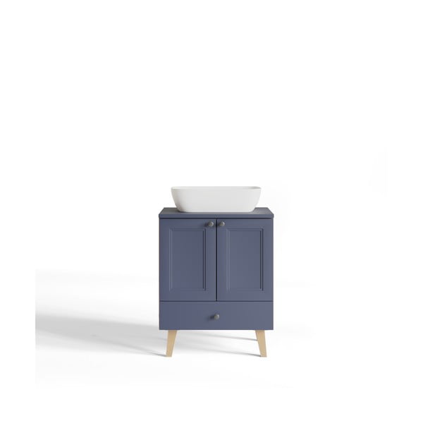 Nizka omarica brez umivalnika v temno modro-naravni barvi 60x76 cm Venezia - STOLKAR