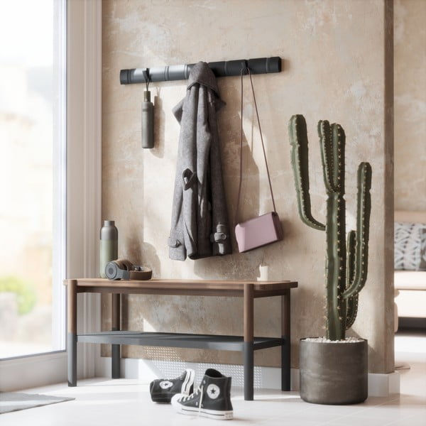 Črn stenski obešalnik iz jesenovega lesa Flip - Umbra-image-1