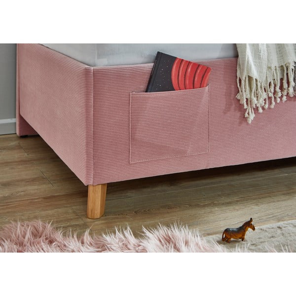 Rožnata oblazinjena kotna otroška postelja brez letvenega dna 120x200 cm Cool – Meise Möbel-image-3