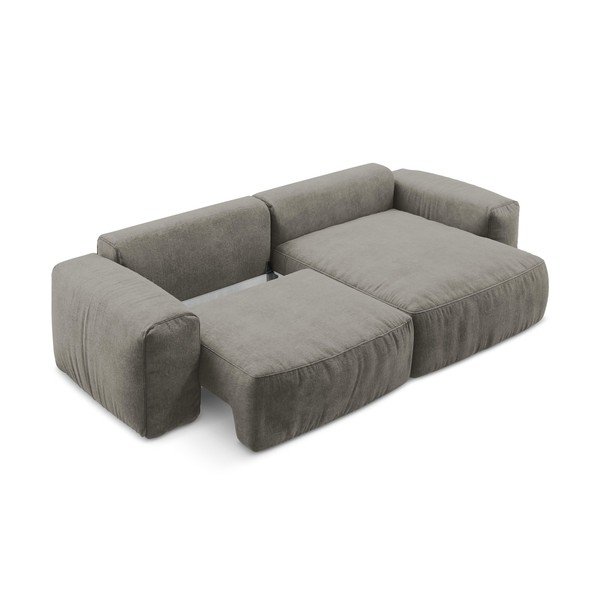 Siva raztegljiva kotna sedežna garnitura iz šenilje (desni kot/z ležalnikom) Kuki – Makamii-image-4