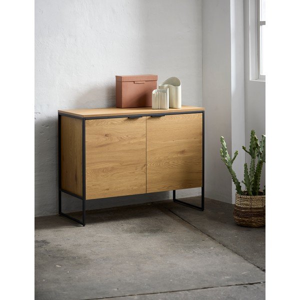 Komoda v hrastovem dekorju v naravni barvi 104,5x80x45 cm Cesura – Unique Furniture-image-1