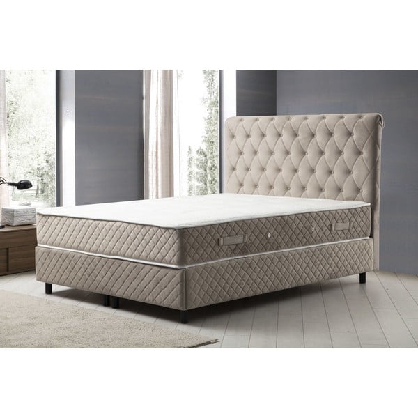 Bež boxspring postelja s prostorom za shranjevanje 140x200 cm Sonata – Kalune Design-image-2