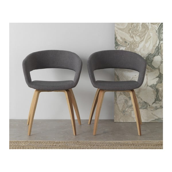 Komplet 4 lesenih jedilnih stolov s sivim oblazinjenjem Geese-image-2