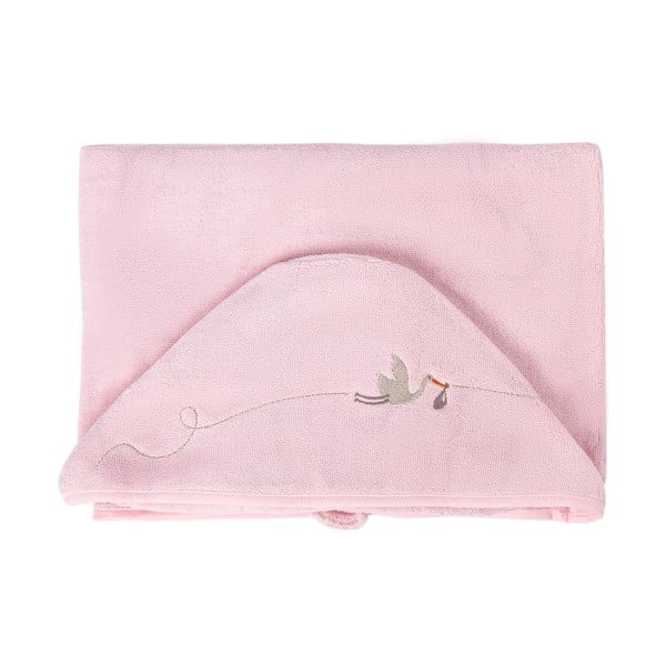 Roza bombažna otroška brisača s kapuco 80x135 cm Bebemarin - Foutastic