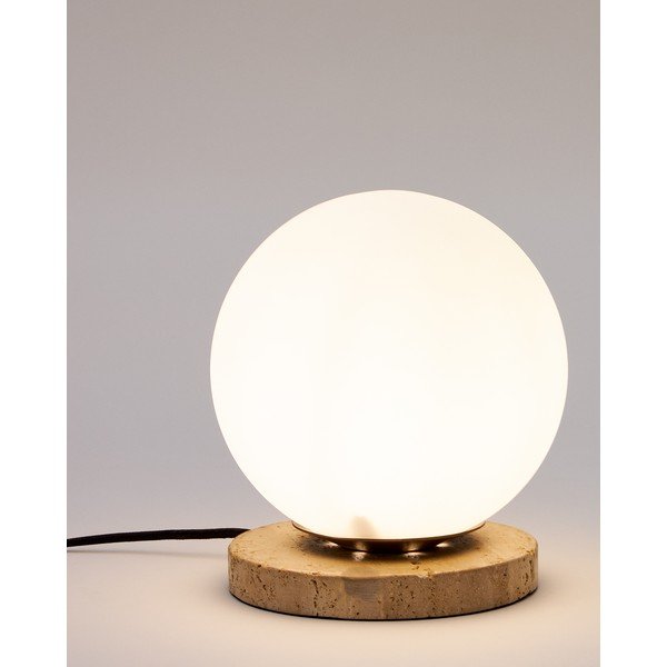 Bela namizna svetilka s steklenim senčnikom (višina 22 cm) Malachi – Kave Home-image-3