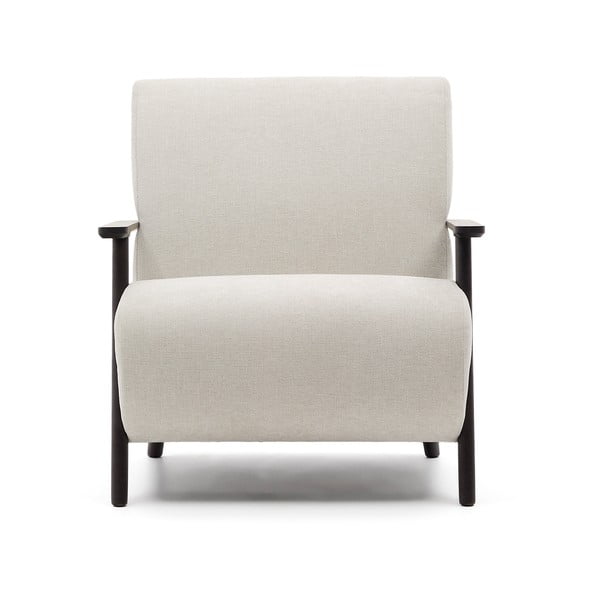 Bež/kremno bel fotelj iz šenilje Meghan – Kave Home-image-1