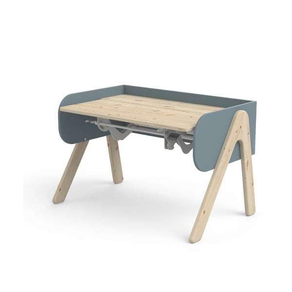 Modro-rjava pisalna miza iz borovega lesa z nastavljivo višino Flexa Woody