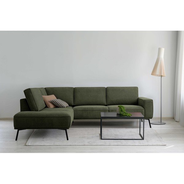 Temno zelena kotna sedežna garnitura iz šenilje (levi kot/v obliki črke L) Amsterdam – Scandic-image-1
