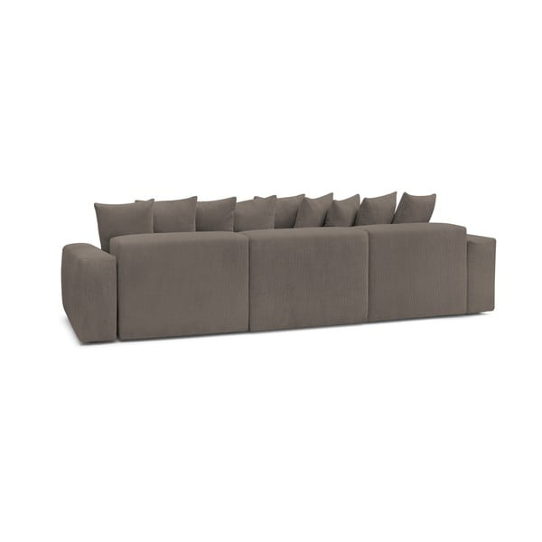 Siva/rjava kotna sedežna garnitura iz rebrastega žameta Voltaire – Bobochic Paris-image-4