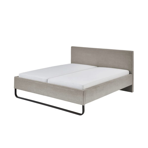 Siva/rjava oblazinjena zakonska postelja brez letvenega dna 180x200 cm Swing – Meise Möbel