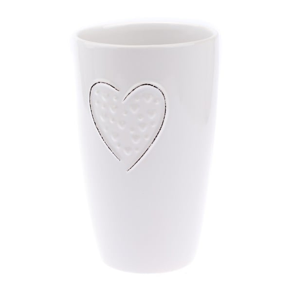 Bela keramična vaza Dakls Hearts Dots, višina 22 cm