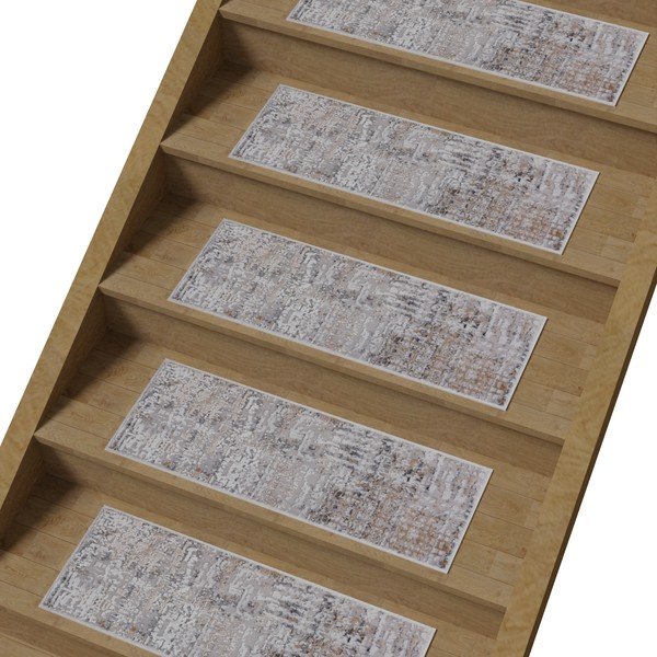 Sivi/bež bombažni komplet preprog za stopnice 16 ks 25x65 cm Milano Bej – Vitaus-image-1