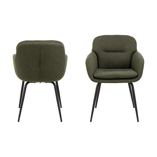 Kaki zelen oblazinjen jedilni stol z nasloni za roke Dora – Actona-image-2