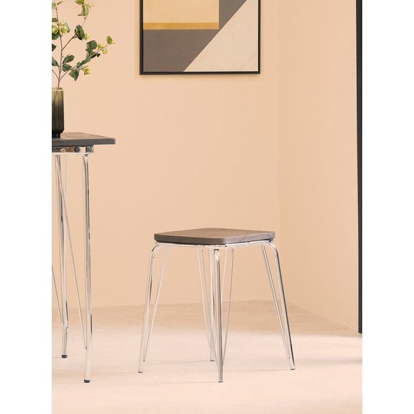 Stolček iz masivnega bresta v srebrni barvi/v naravni barvi District – Premier Housewares-image-1