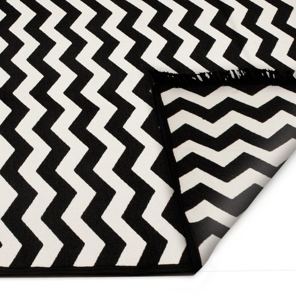 Črno-bela dvostranska preproga Zig Zag, 140 x 215 cm-image-2