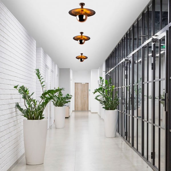 Bakrena stropna svetilka s kovinskim senčilom ø 48 cm Kurt – Opviq lights-image-3