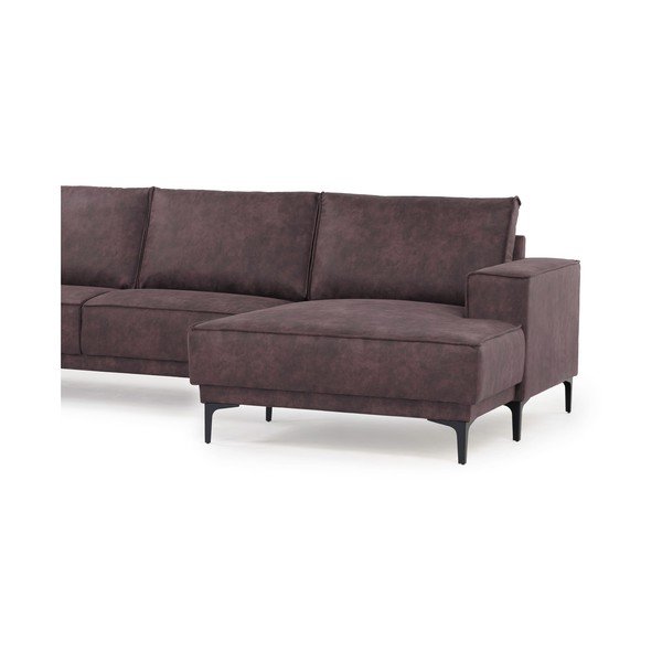 Temno rjava kotna sedežna garnitura iz imitacije usnja (desni kot) Copenhagen – Scandic-image-4