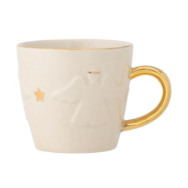 Belo-zlata lončena skodelica z božičnim motivom 200 ml Starry – Bloomingville