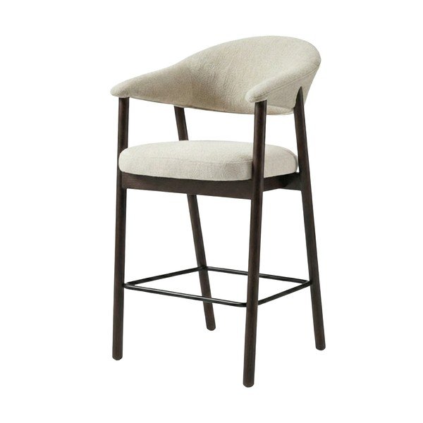Rjavo-kremno bel oblazinjen barski stol z nasloni za roke (višina sedeža 67 cm) Elk – Unique Furniture