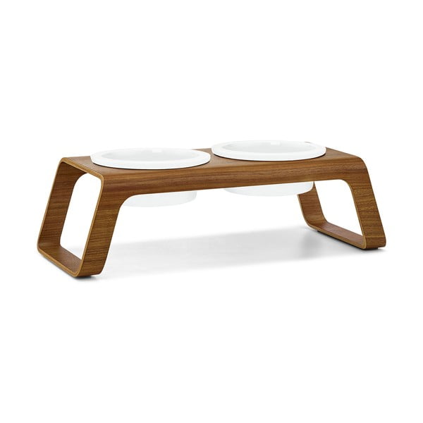 Komplet posod s podstavkom za pse Desco Walnut M – MiaCara