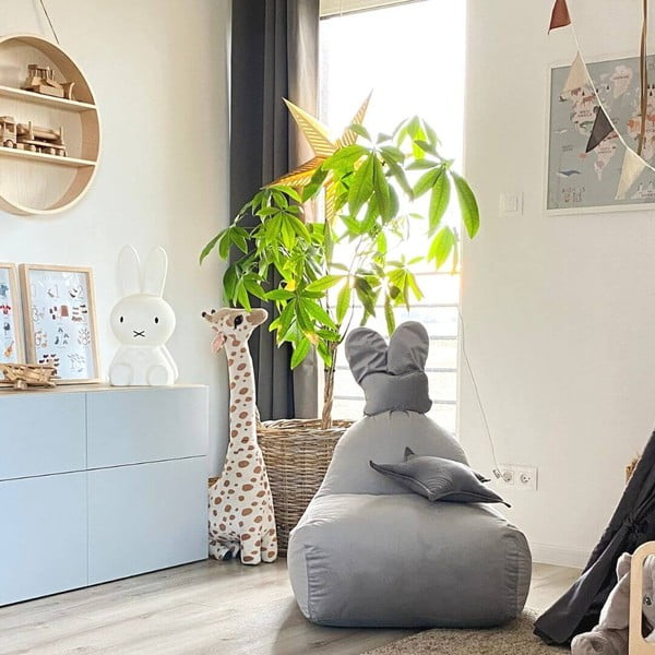 Svetlo siva otroška vreča za sedenje Funny Bunny – The Brooklyn Kids-image-2