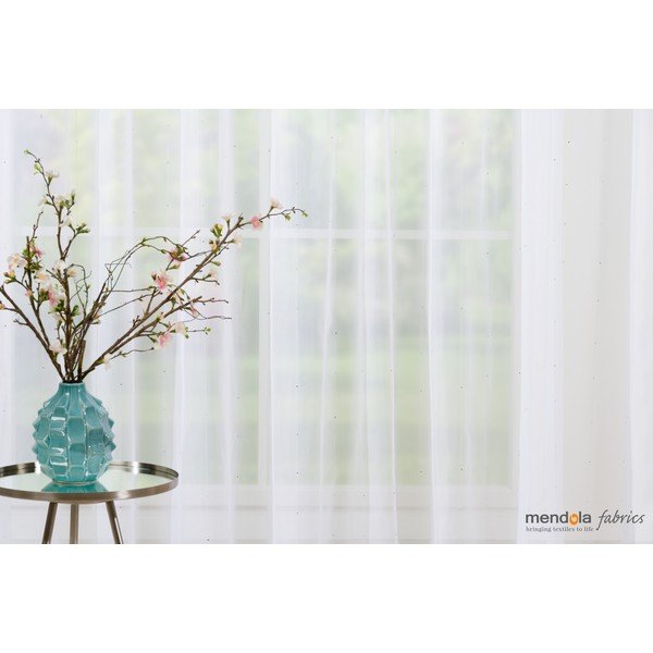 Bela prosojna zavesa 140x260 cm Michelle – Mendola Fabrics-image-2