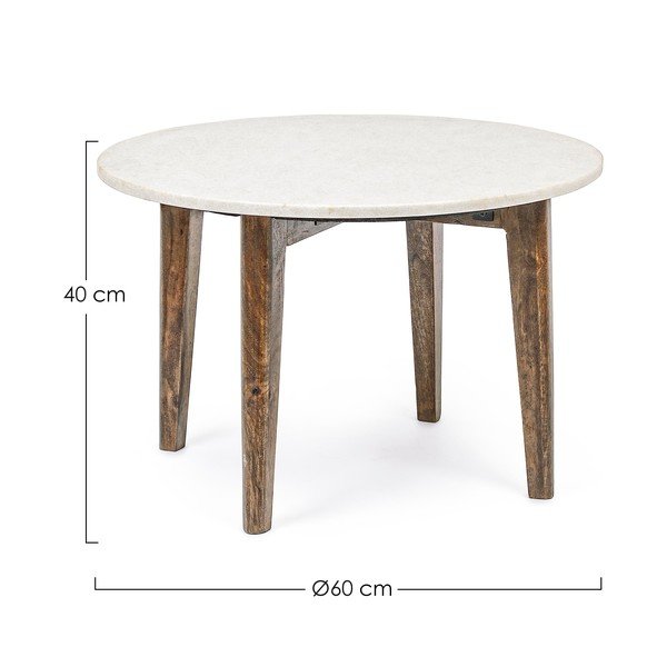 Bela/v naravni barvi okrogla klubska mizica z marmorno mizno ploščo ø 60 cm Sylvester – Bizzotto-image-4