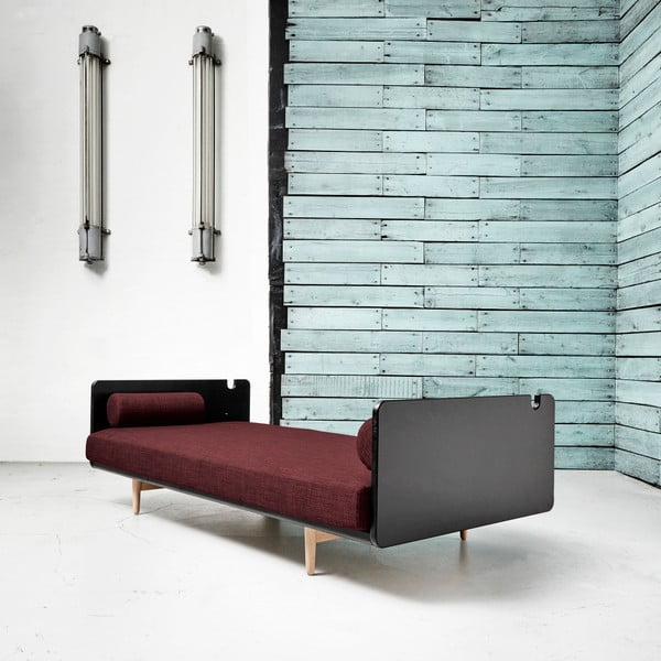 Variabilni kavč Karup Deva Black/Raw Oak/Passion Red-image-1