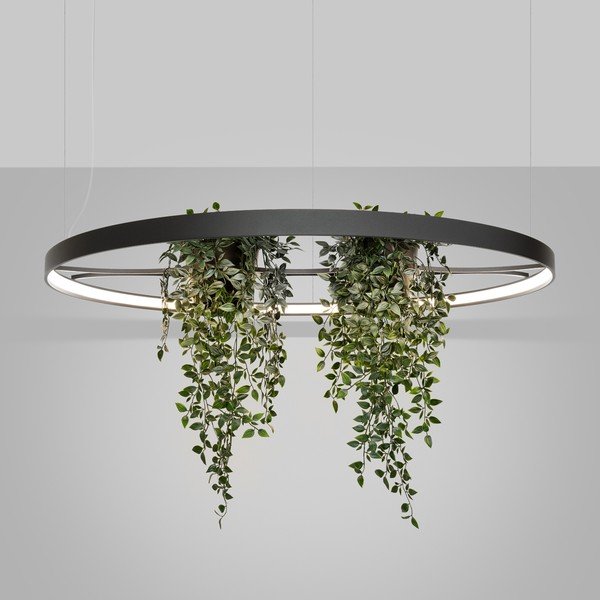 Črna aluminijasta LED viseča svetilka ø 110 cm RIO – Thoro-image-1