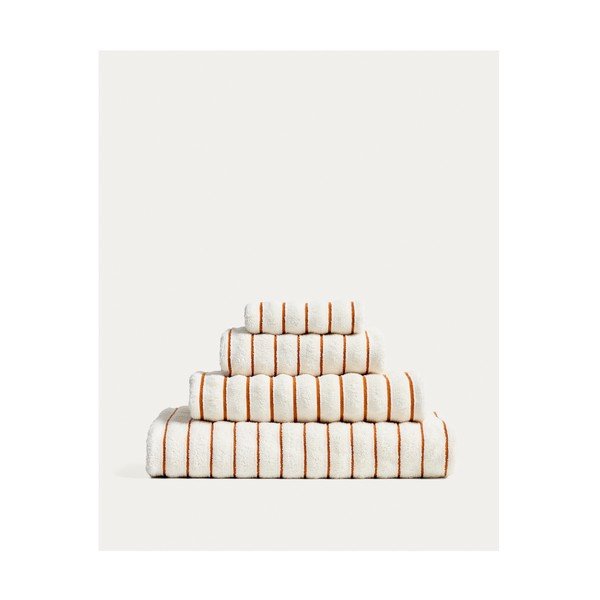 Oranžna/bež frotirna bombažna brisača 70x140 cm Dorane – Kave Home-image-4